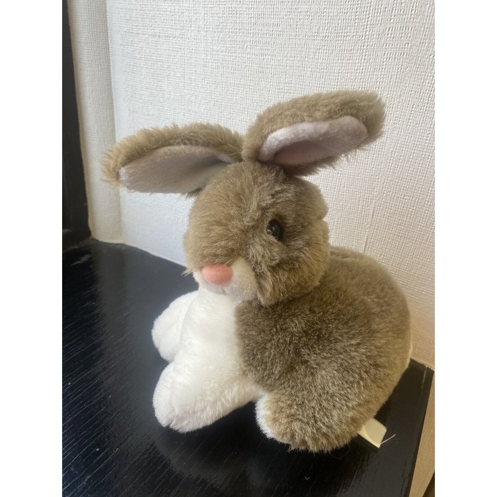 Brown Bunny Rabbit Plush With Pink Nose White Paws With Pink Embroidery